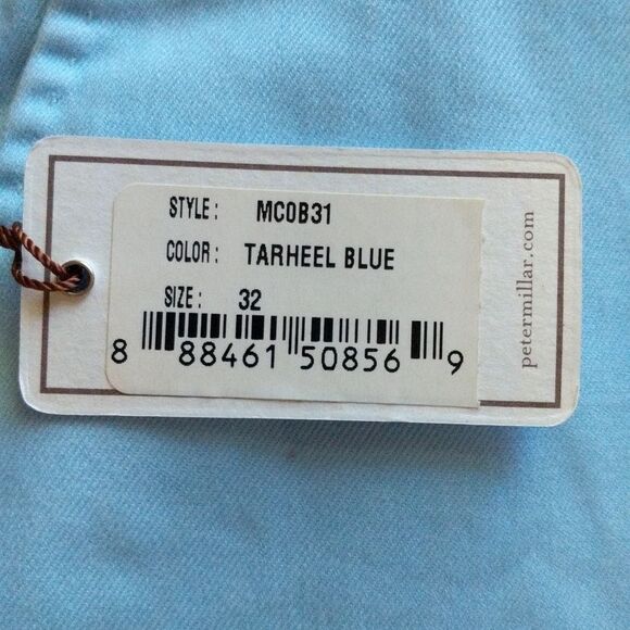 NWT Peter Millar Pima Cotton Winston Washed Twill Short Tarheel blue size 32R - Picture 5 of 12